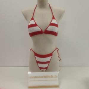Custom 2025 European American New Fashion Sexy Small Love Handmade Crochet Women's <b>Bikini</b> 2 Piece <b>Set</b> 100% Cotton Logo Waist - Product Image 5