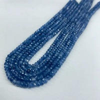 HAYAAT GEMS Perles Rondelles Facettées en Saphir 4mm Bleu Argent Or pour Fabrication de Bijoux Pierres Précieuses Polies Percées à Trou de 1mm
