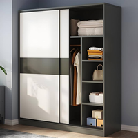 Armoire de Chambre Minimaliste en Bois à Portes Coulissantes, Dressing Moderne Fonctionnel pour Vêtements