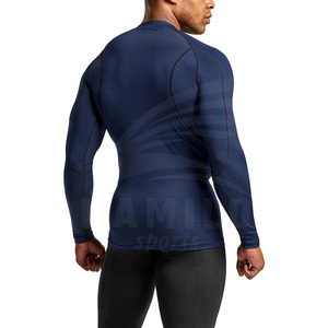 OEM Service Custom <b>Logo</b> Long Sleeve Gym Compression Shirt 100% Cotton Solid Pattern - Product Image 3