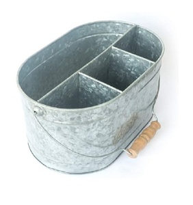 Ustensile Caddy en métal de haute qualité avec poignées ovales argentées Serviette de table faite à la main Porte-assiette à couverts Support de rangement haute finition - Product Image 1