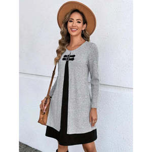 Conjunto de Dos Piezas de Vestido Midi de Viscosa con Cintura Ajustada y Manga Larga para Mujer de Jane's, Atuendo Informal para Uso Diario - Product Image 2