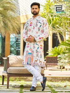 Festival Wear Heavy Rayon With Print And Embroidery Work Kurta <b>Pajama</b> Manufacturer And Supplier From India At Lowest Rate - Product Image 2