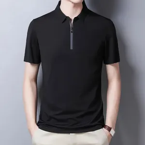 เสื้อเชิ้ตแขนสั้นผู้ชาย ซิปหน้า ผ้าสแปนเด็กซ์/คอตตอน สีแทนล้วน คุณภาพสูง ระบายอากาศได้ดี รับสั่งทำพร้อมออกแบบและโลโก้ตามต้องการ - Product Image 5