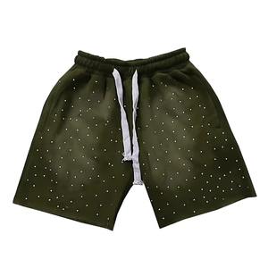 Breathable Polyester Mesh Jogger Shorts for Men Mid Waist Gym & Basketball Mens Shorts with Drawstring and Rhinestone <b>Detail</b> - Product Image 3