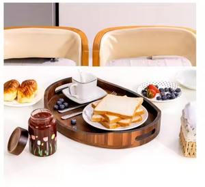 Bandeja de servicio de forma ovalada de alta calidad hecha de madera de ACACIA perfecta para regalar increíbles bandejas de desayuno - Product Image 4