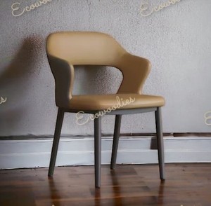 Chaise de café confortable en bois massif avec coussin en tissu bouclé pour salle à manger, café, hôtel, salon - Product Image 3