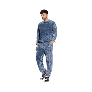 Survêtements zippés personnalisés très vendus ensemble sweat à capuche et pantalon de survêtement délavés à l'acide survêtement évasé pour hommes - Product Image 1