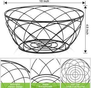 Porte-fruits en métal de couleur noire avec treillis métallique Bol créatif conçu pour servir les fruits Décoration de table Cuisine Essential Fruit Drainer - Product Image 2