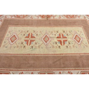 Classic Brown Beige 6.5 X 9.4 ft Wool <b>Rug</b> Patchwork Turkish Design for Entryway Living <b>Bedroom</b> Latex Rectangular Sideboard <b>Rugs</b> - Product Image 5