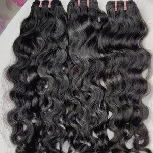Vente en gros de paquets de cheveux brésiliens bruts alignés sur les cuticules vierges Kinky Straight Remy Hair Machine Double Trame Extensions de cheveux humains - Product Image 1