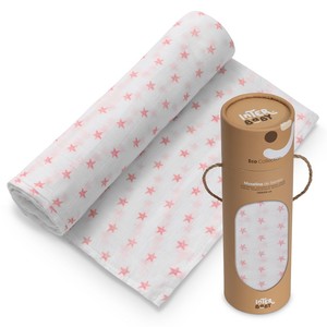 SWADDLE 120 X 120 Cotone Mod. Coperta Estrella Colore Bianco/Rosa - Product Image 1