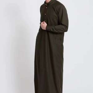 2023 nuevo diseño islámico marroquí musulmán Kandura Thobes para hombres Color sólido Jubba árabe Arabia Thobe al por mayor - Product Image 5