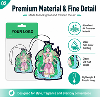 Désodorisant de voiture en papier de style japonais Kawaii avec logo personnalisé imprimé, forme découpée double face avec emballage carte-titre