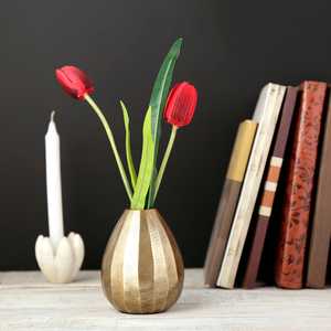 Florero de Metal Fundido de Latón y Oro Antiguo, Elegante y Moderno, Forma Antigua para Decoración de Mesa de Boda, Oficina y Hogar - Product Image 1