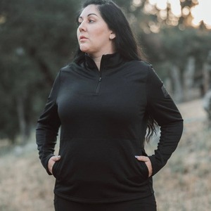 Mujeres de alta calidad 1/2 Zip Waffle poliéster ropa activa Top de manga completa ropa de gimnasio que absorbe el sudor Top para mujeres - Product Image 5