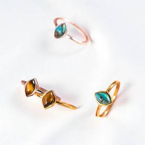 2025 tendencia nueva llegada 925 anillo de labradorita Marquesa de plata esterlina banda recta suave, joyería a granel al por mayor para mujeres - Product Image 3