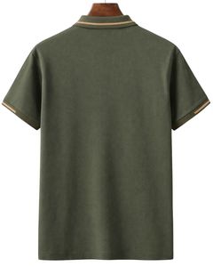<b>Men</b> Solid <b>Polo</b> <b>Shirt</b> Short Sleeve Cotton Casual Golf T <b>Shirt</b> Olive <b>Green</b> With Beige Collar Detail Summer Wear <b>Mens</b> Top Comfort - Product Image 2