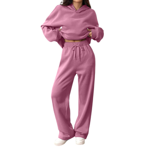Survêtements en molleton de coton surdimensionnés et élégants pour femmes, respirants, à épaules tombantes, avec logo frontal, style streetwear - Product Image 5