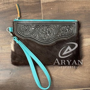 Bolso de mano de cuero de gran capacidad para mujer, billeteras de cuero genuino de alta calidad con pelo en relieve - Product Image 1