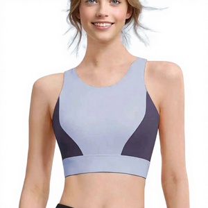 New Contrast Color Strappy Sports Bra With <b>Pad</b> Cross Back Sports Bra Yoga Fitness <b>Running</b> Training Workout Tops For Women - Product Image 1