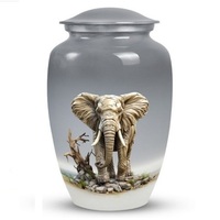 Urnes funéraires en aluminium pour adultes de haute qualité avec autocollant éléphant urnes funéraires en métal de style moderne pour cendres humaines
