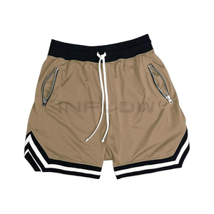 Shorts décontractés roses pour hommes, style urbain, avec poches zippées, taille à cordon de serrage, séchage rapide, imperméables, respirants, en polyester, pour le sport - Product Image 2