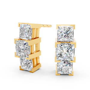 Joyería fina de lujo personalizable, pendientes de diamantes chapados en oro para mujer, varios tamaños, corte de princesa sintético cultivado en laboratorio a granel - Product Image 1