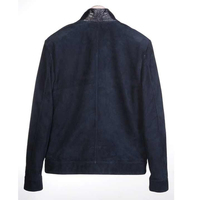 Veste en cuir suédé pour homme au design tendance avec col montant et logo frontal, imperméable et coupe-vent, style vintage personnalisable
