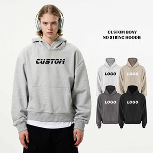 Sudadera con Capucha Unisex de Algodón 100% Ecológico de Secado Rápido, sin Cordones, Estilo Boxy, para Invierno, con Estampado DTG Liso, Venta al por Mayor - Product Image 1