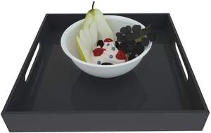 2025 plateau de service noir vibrant grand plateau en acrylique, présentoir décoratif, plateau de coiffeuse avec poignée - Product Image 2