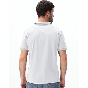 Vêtements décontractés pour hommes, col montant, grande taille, respirant, séchage rapide, couleur unie, teinture unie, toile 100% coton, poche, design personnalisé - Product Image 4