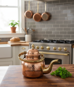 Luxury Artisanal Copper Tea <b>Kettle</b> with <b>Metal</b> Handle 2L Capacity Vintage Farmhouse Style Eco-Friendly - Product Image 1