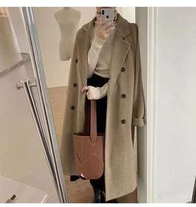Nueva moda de mujer Otoño Invierno lana doble botonadura abrigo de manga larga Casual de talla grande gabardina con cinturón - Product Image 2