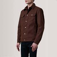 Veste en jean réversible pour homme Colberto Brown en toile cirée, imperméable, respirante, gaufrée, style sportif urbain avec fermeture éclair