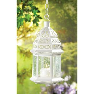 Portavelas de hierro con recubrimiento en polvo blanco de lujo, los mejores precios al por mayor, jardín, decorar, farol colgante, boda, Hotel, Navidad - Product Image 3