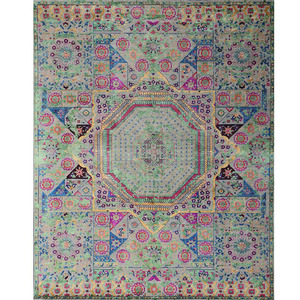 Alfombras de Lana y Seda Anudadas a Mano Ecológicas de Gran Venta con Patrón Geométrico, Tapetes Tradicionales para Puerta - Product Image 1