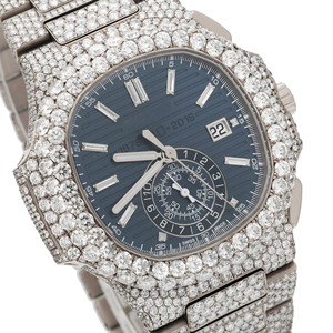 Montre à quartz en acier inoxydable sertie de moissanite avec finition haute brillance - Product Image 2