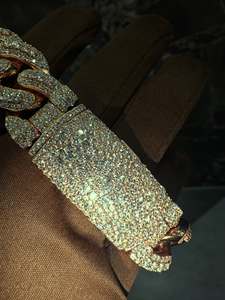 Chaîne cubaine entièrement pavée de pierres, plaqué or rose 14K, style Hip Hop de luxe, unisexe, vente en gros, logo personnalisé en usine, certifié IGI - Product Image 6