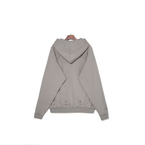 Sudadera con capucha unisex de felpa francesa de 460 g/m², estilo streetwear, sin cordones, con logotipo personalizado, manga raglán, lavado ácido desgastado y cierre de cremallera. - Product Image 6