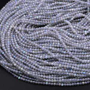 Labradorite naturelle à micro facettes 2mm 3mm 4mm perles rondes 15.5 "brin - Product Image 6