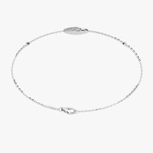 เครื่องประดับระดับไฮเอนด์ออกแบบได้ตามต้องการสำหรับผู้หญิงดีไซน์โซ่แบบมินิมอลลิสต์ประกายเพชรเม็ดสีทองคำขาว - Product Image 2