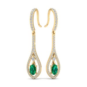 ต่างหูแบบห่วง REYES ราคาขายส่ง ทองคำแท้ 14K ประดับเพชรแท้รับรองโดย IGI ทรงรี ประณีต น้ำหนัก 0.72 กะรัต พร้อมอัญมณีมรกต - Product Image 6