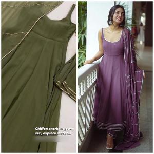 ROBE DE SOIRÉE EN GEORGETTE LOURDE DE HAUTE QUALITÉ, AVEC DUPATTA FANTAISIE AU PRIX DE GROS POUR LES WEDIINGS ET LES FÊTES - Product Image 3