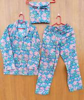 Ensemble de pyjama imprimé main en coton pour femmes costume de nuit pantalons longs et chemises demoiselles d'honneur costume de nuit en gros disponible