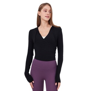 Top de Yoga ajustado de manga larga para mujer, sudaderas con capucha de secado rápido para correr, camiseta de especias dulces, deportes transpirables para mujer - Product Image 5
