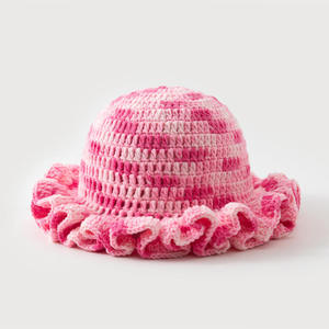 Sombrero de Pescador Tejido a Mano con Volantes y Borde Plegado, Teñido con Satén, Cálido, Casual, Unisex, para Invierno - Product Image 3