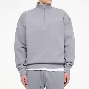 Sudadera personalizada French Terry Quarter Zip con estampado de pantalla personalizado Jersey liso Sudadera con capucha 100 algodón Sudaderas con media cremallera para hombre OEM - Product Image 3