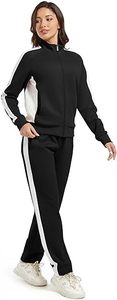 Tenues de jogging de gymnastique décontractées pour femmes à manches longues ensemble de survêtement à fermeture éclair complète à col montant avant respirant pour l'automne - Product Image 4