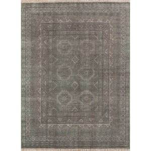 Alfombras de Lana Anudadas a Mano Erbe Green Rgs-1280 Colección Jaipur ZA para Uso Doméstico, Diseño de Medallón Rectangular, Tejido Abstracto Hecho a Mano - Product Image 1